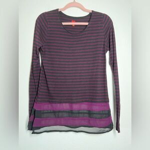 Miss Captain Rolled Pull Top Purple Black Crewneck Size S 50% Cotton 50% Viscose